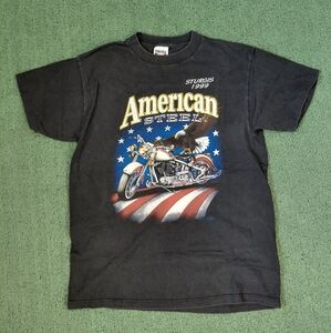 VINTAGE 1999 Sturgis American Steel Biker T Shirt Size Large